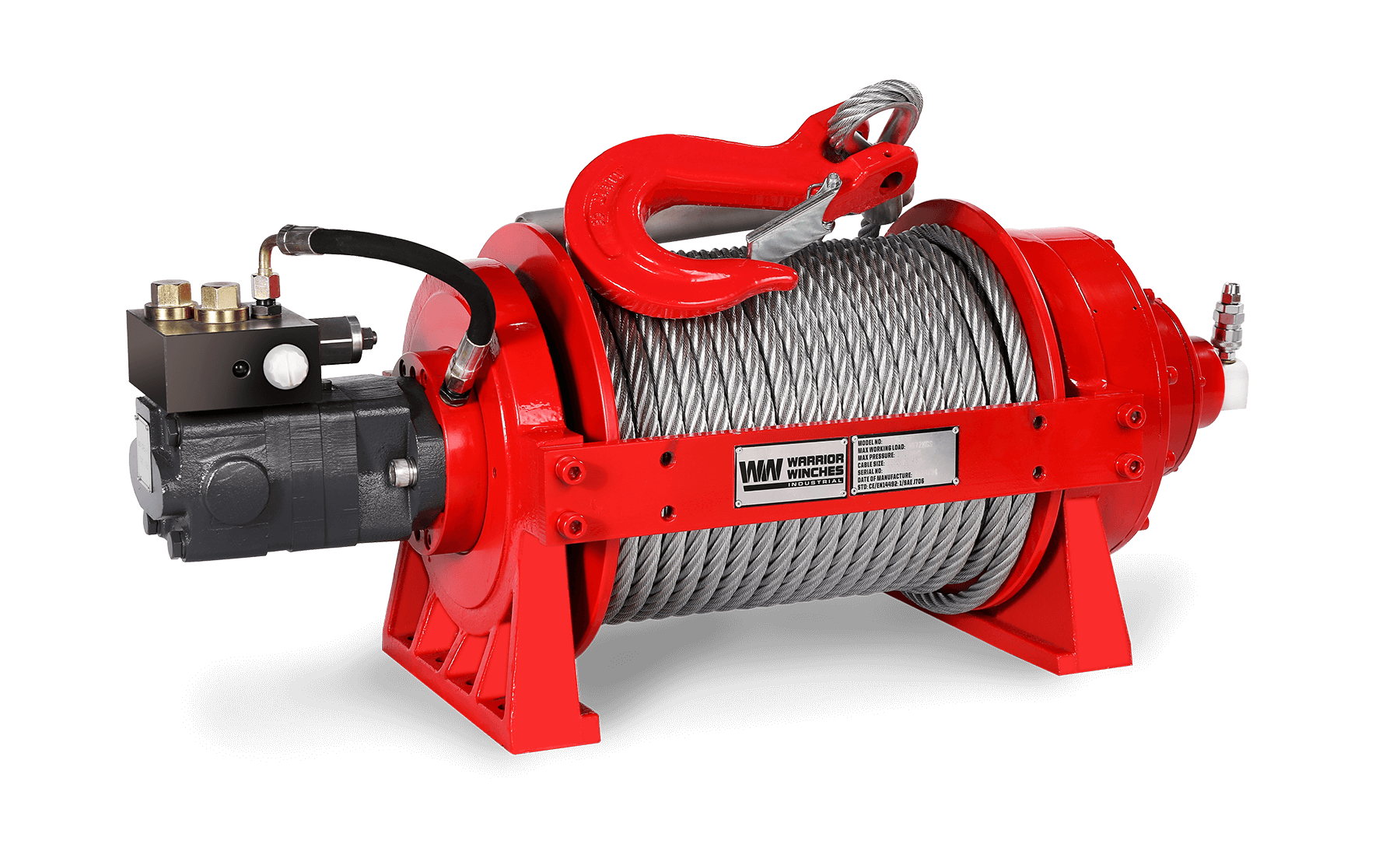 JR10 22,000lb (10 Ton) Industrial Hydraulic Winch - Steel Rope