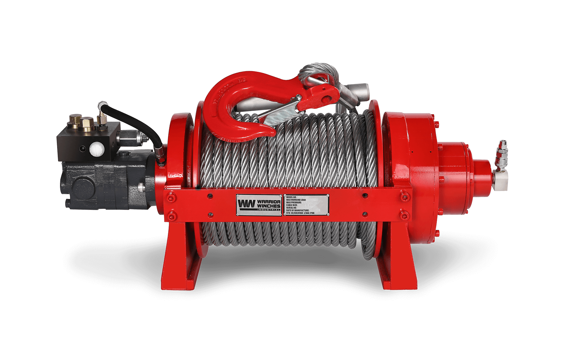 JR10 22,000lb (10 Ton) Industrial Hydraulic Winch - Steel Rope