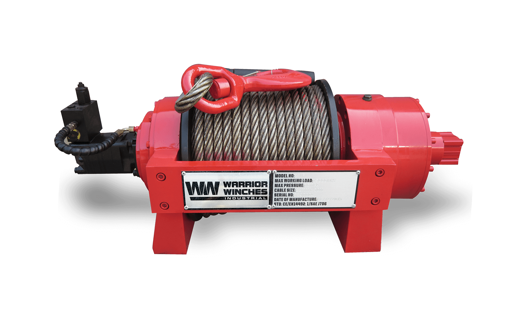 JP13 29,000lb (13 Ton) Industrial Hydraulic Winch - Steel Rope