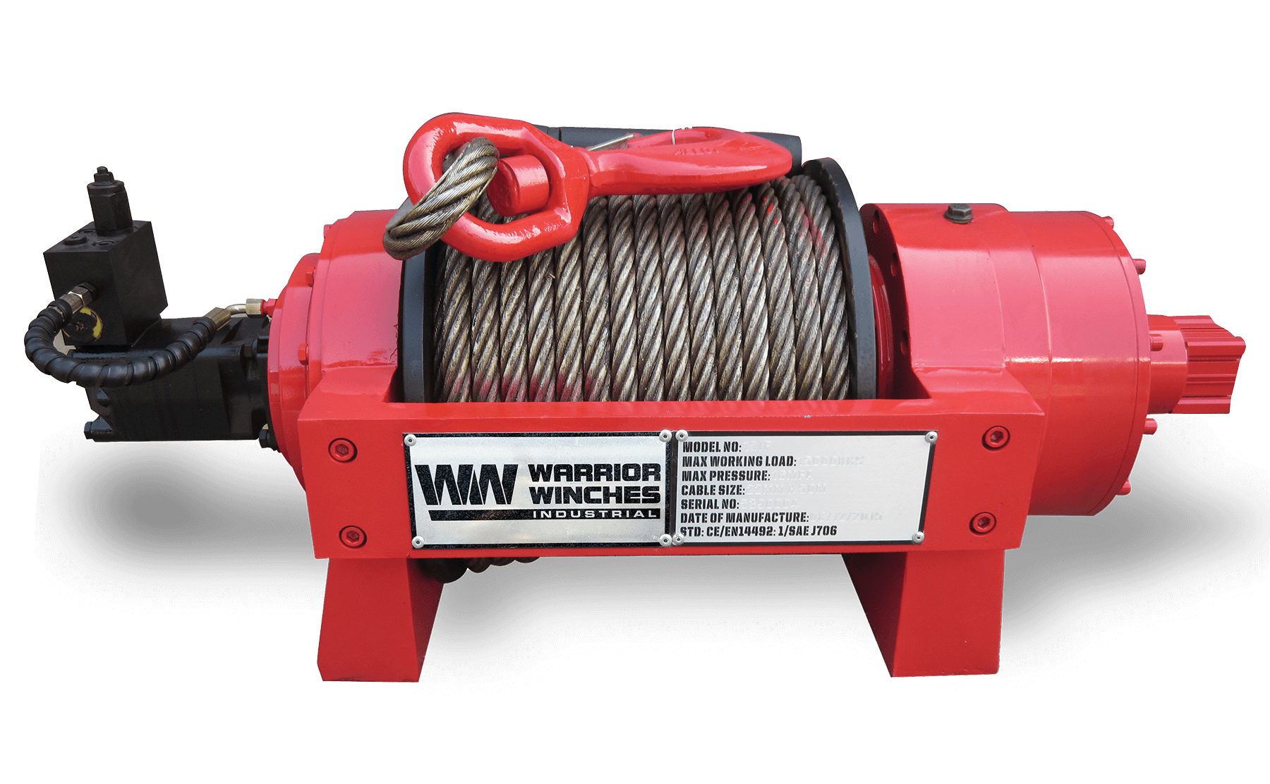 JP13 29,000lb (13 Ton) Industrial Hydraulic Winch - Steel Rope