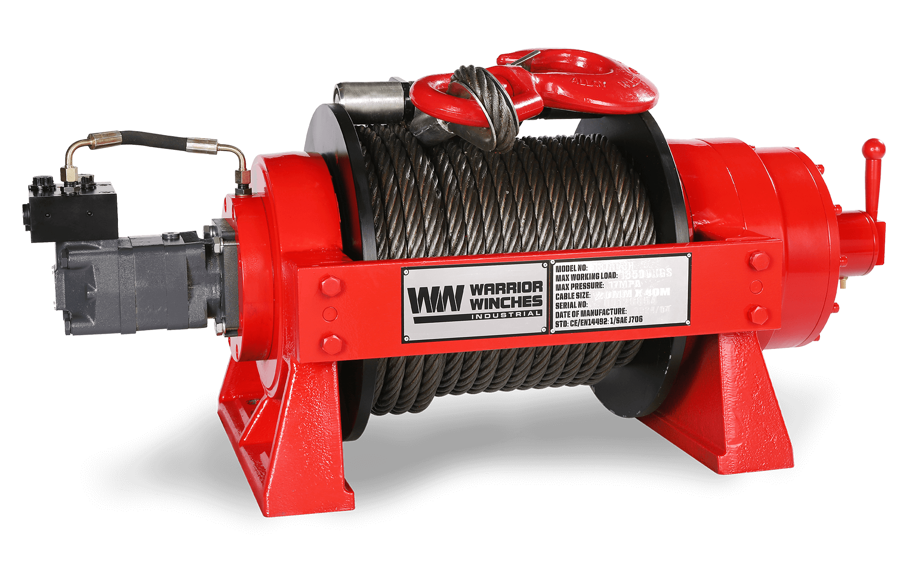 JR13 29,700lb (13.5 Ton) Industrial Hydraulic Winch - Steel Rope