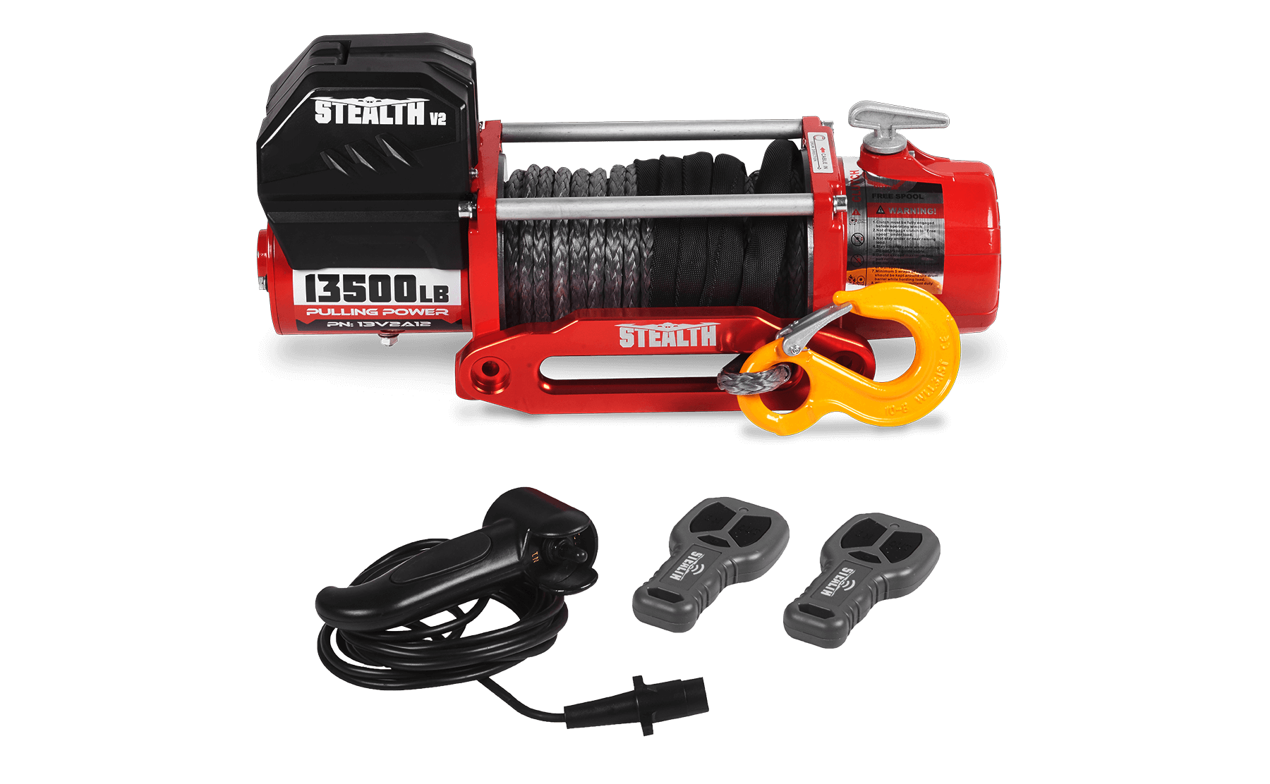 Stealth 13,500lb 12v Electric Winch - Synthetic Rope