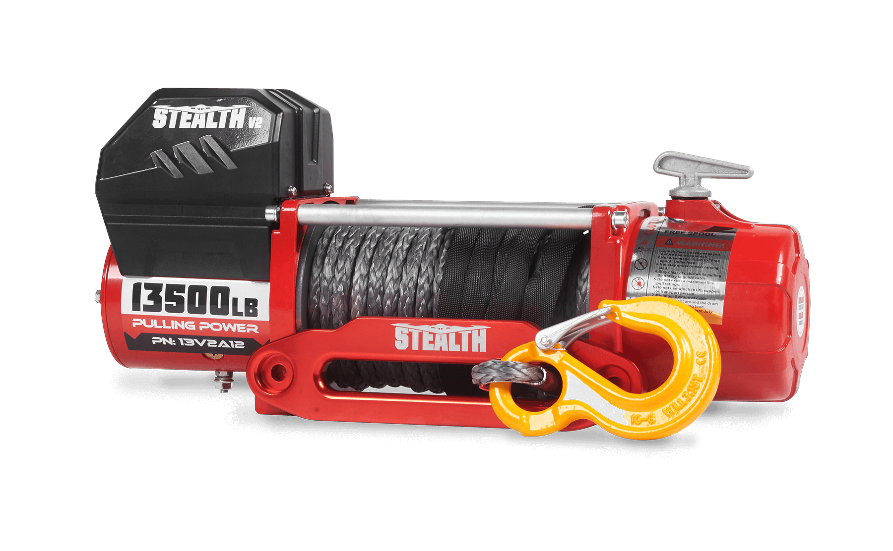 Stealth 13,500lb 12v Electric Winch - Synthetic Rope