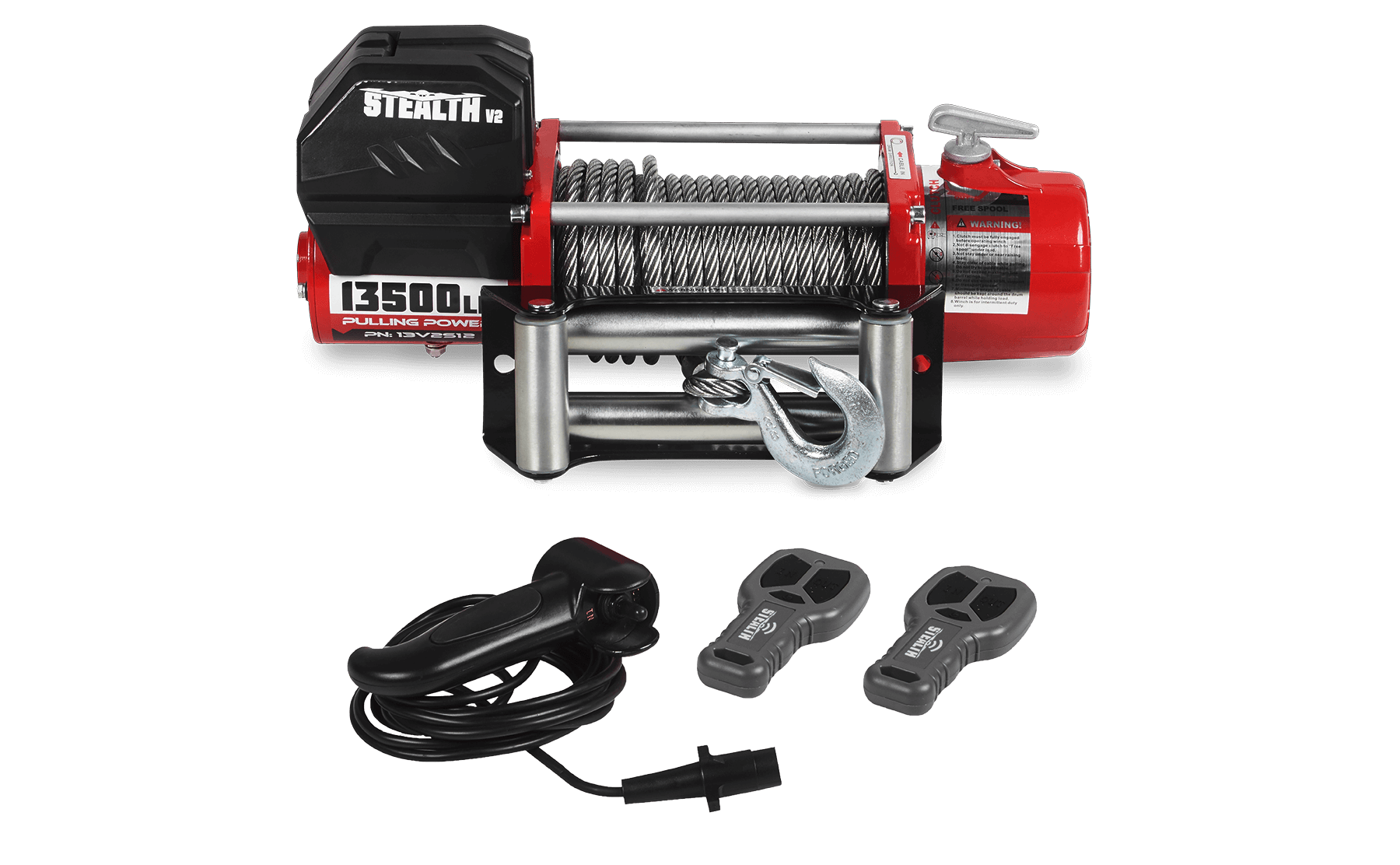 Stealth 13,500lb 12v Electric Winch - Steel Rope