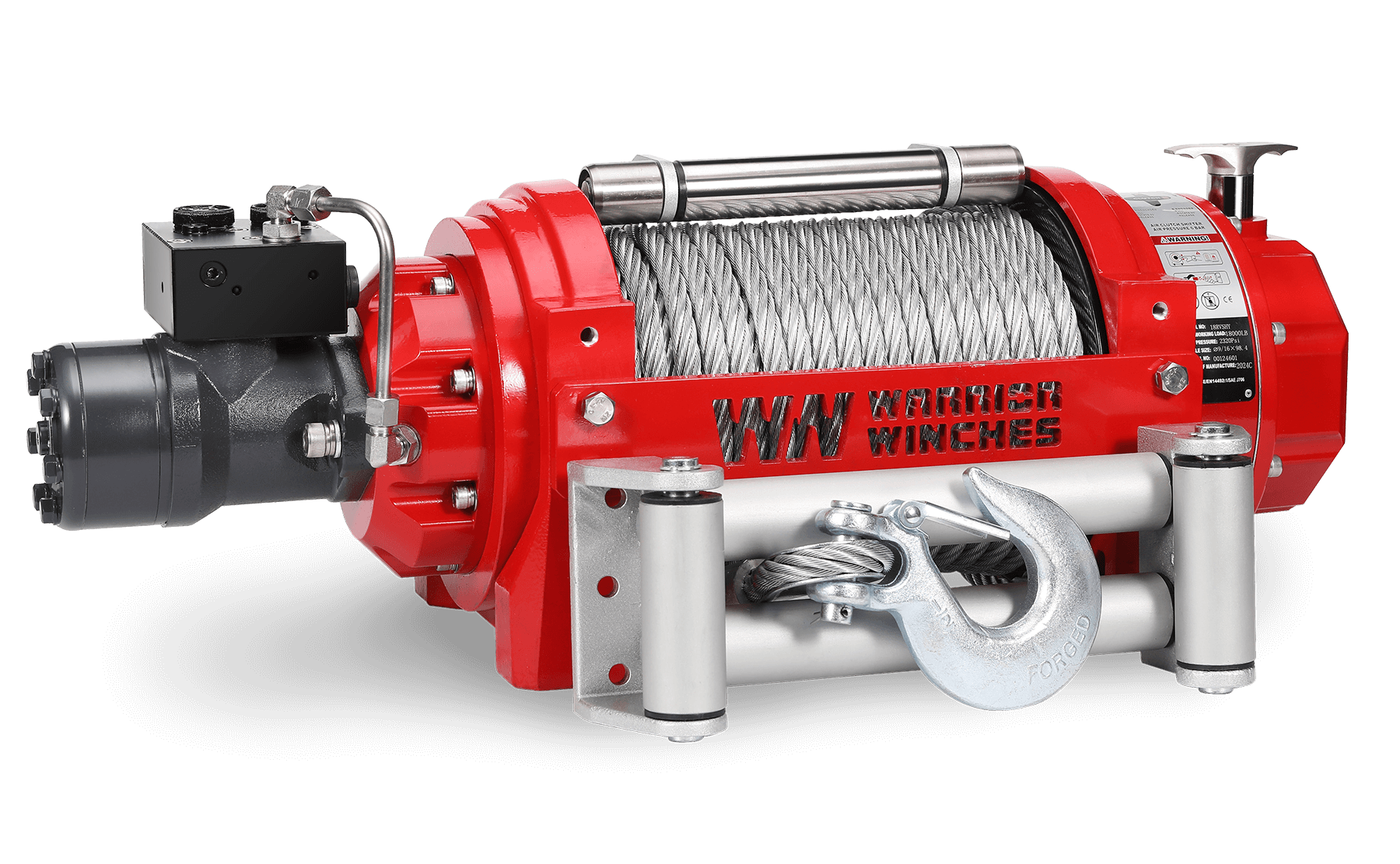 RV15 15,000lb (6.8 Ton) Industrial Hydraulic Winch - Steel Rope