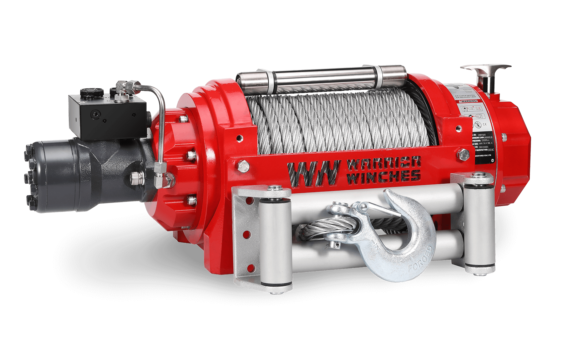 RV15 15,000lb (6.8 Ton) Industrial Hydraulic Winch - Steel Rope