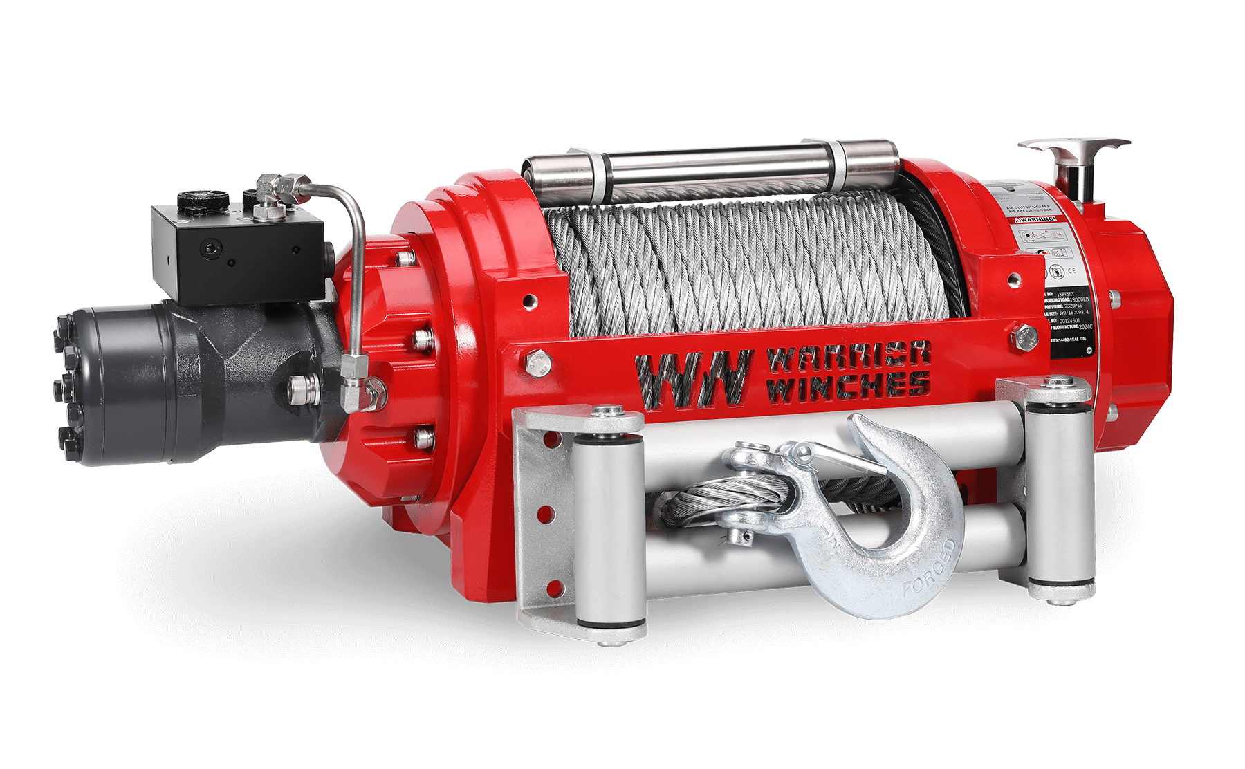 RV18 18,000lb (8.1 Ton) Industrial Hydraulic Winch - Steel Rope