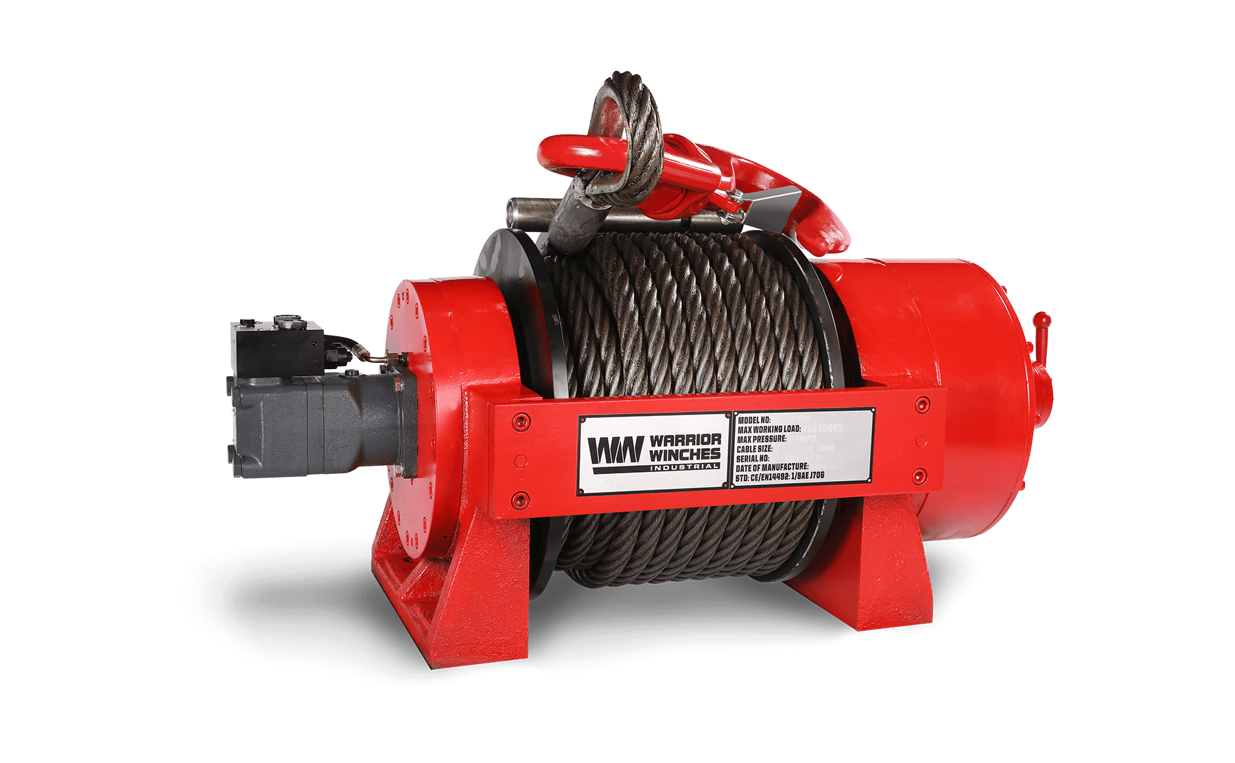 JR25 55,000lb (25 Ton) Industrial Hydraulic Winch - Steel Rope