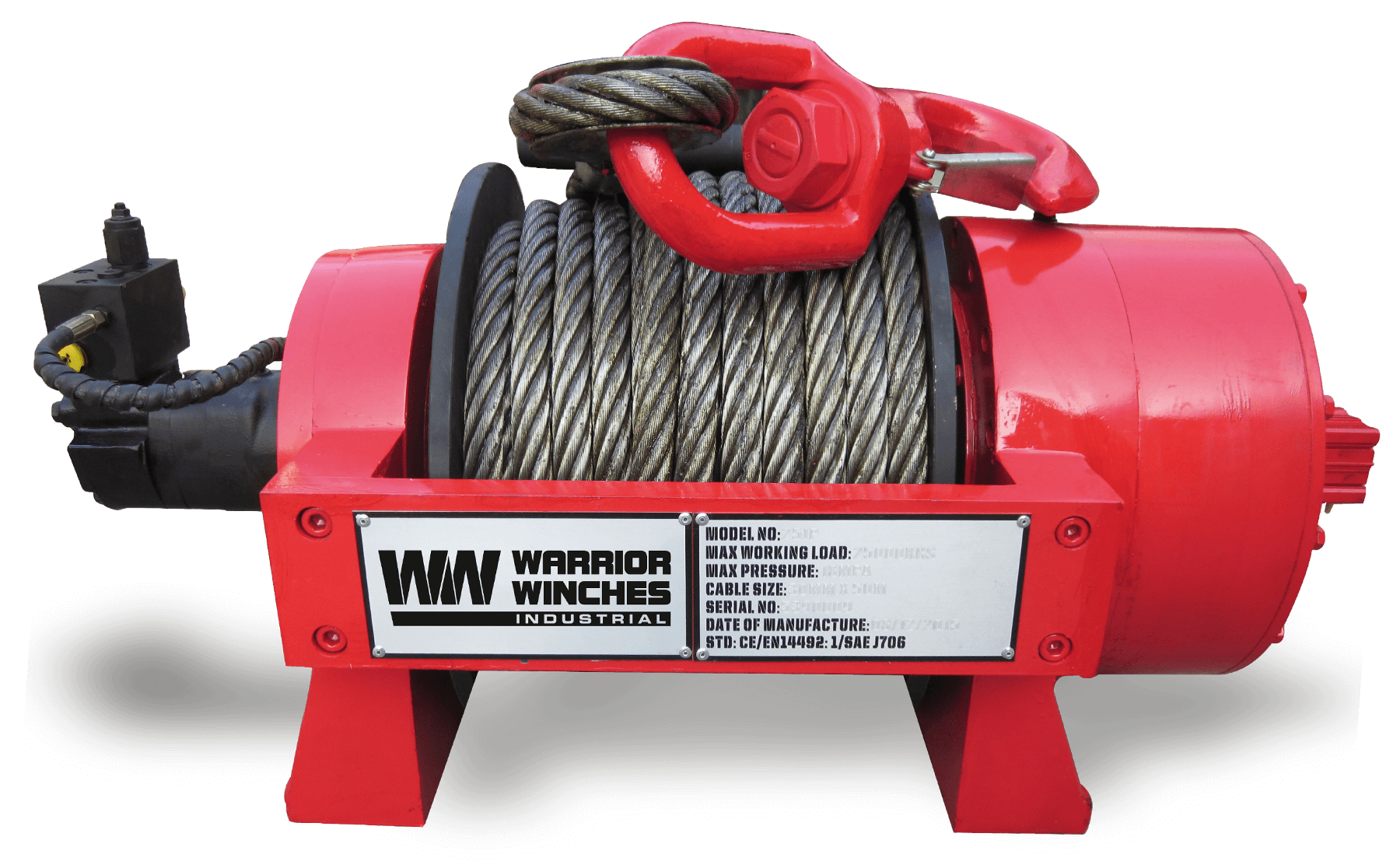 JP30 66,000lb (30 Ton) Industrial Hydraulic Winch - Steel Rope