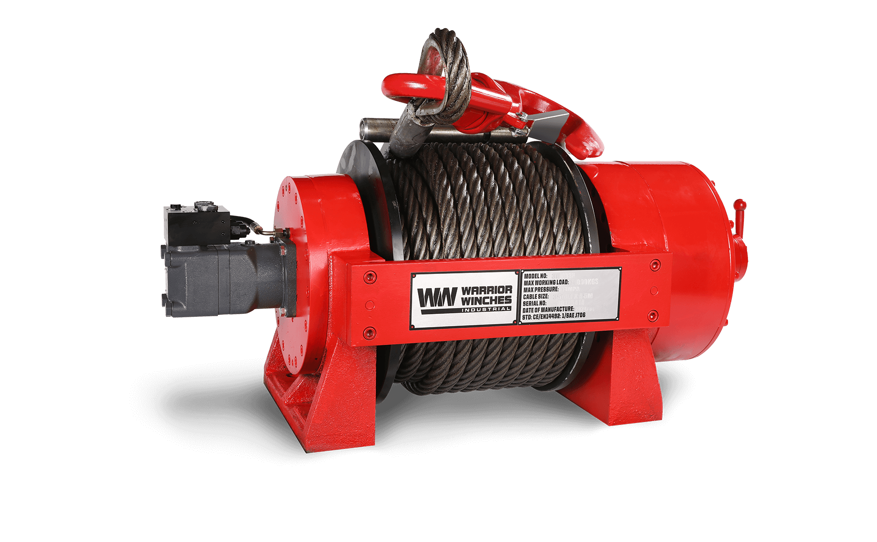 JR30 66,000lb (30 Ton) Industrial Hydraulic Winch - Steel Rope