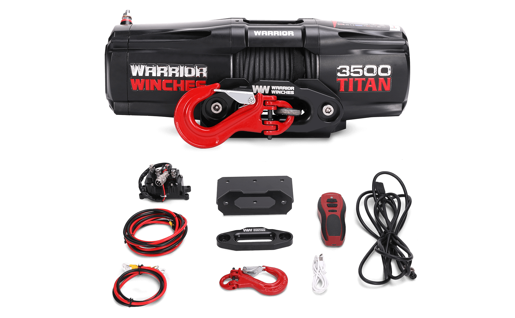 Titan 3,500lb 12v Electric Winch - Synthetic Rope