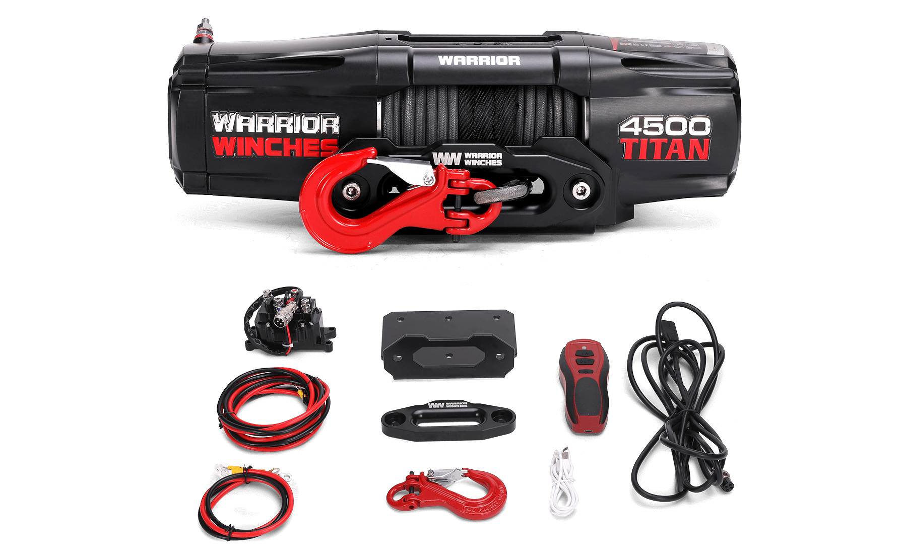 Titan 4,500lb 12v Electric Winch - Synthetic Rope