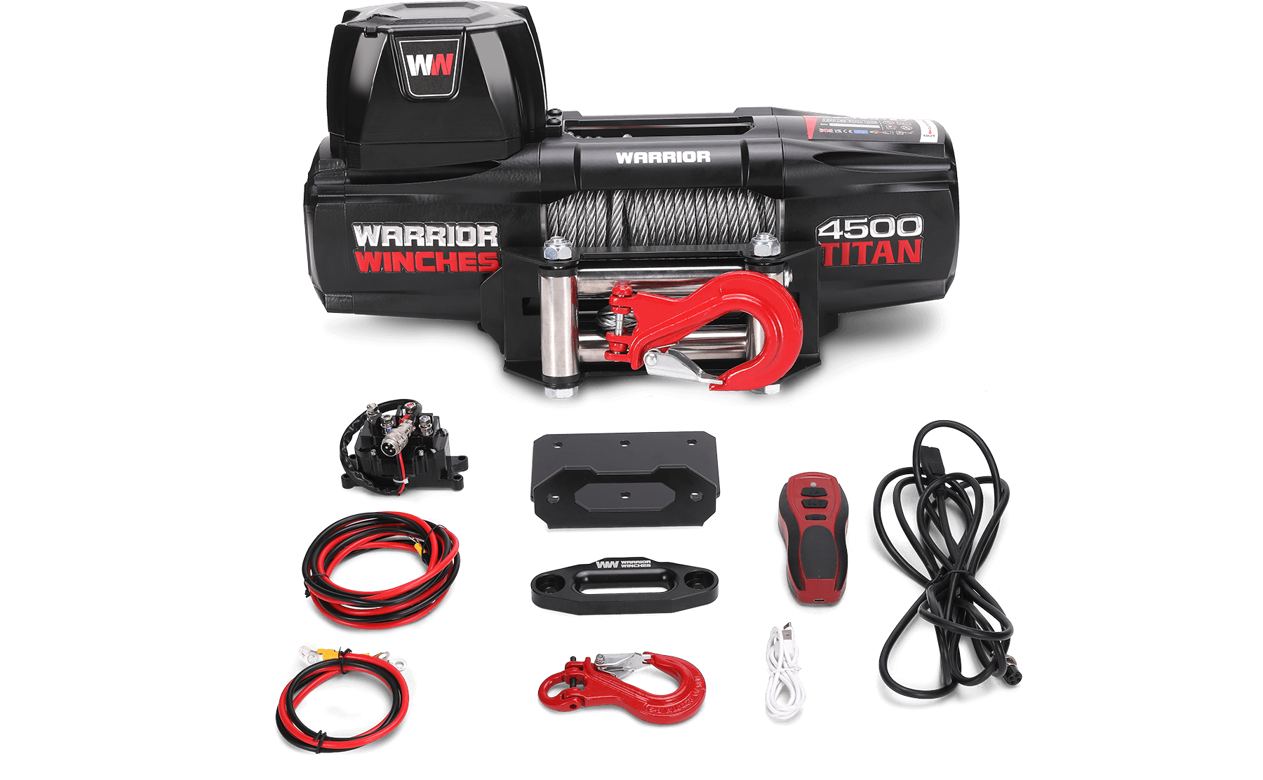 Titan 4,500lb 12v Electric Winch - Steel Rope