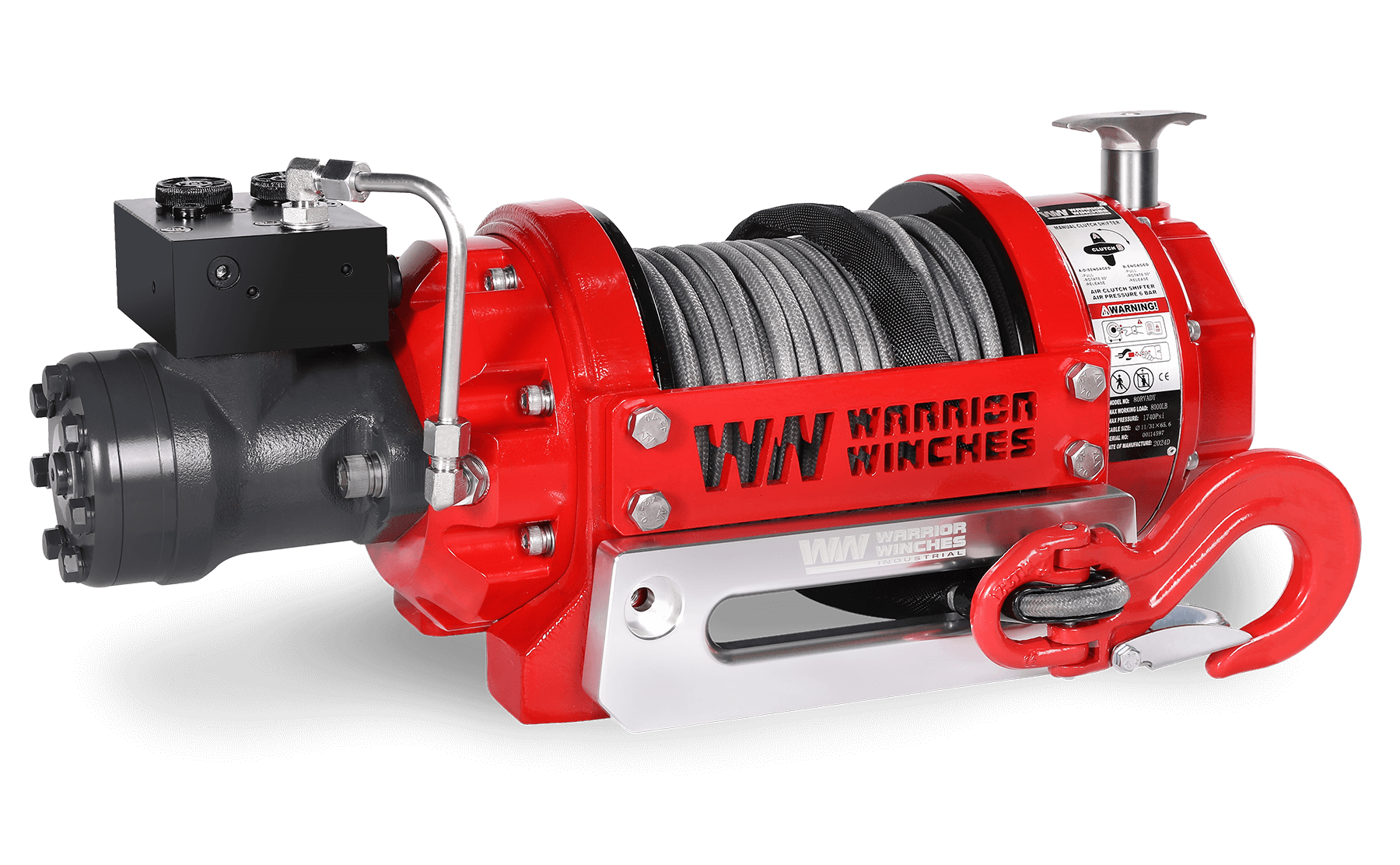 RV8 8,000lb (3.6 Ton) Hydraulic Short Drum Winch - Synthetic Rope