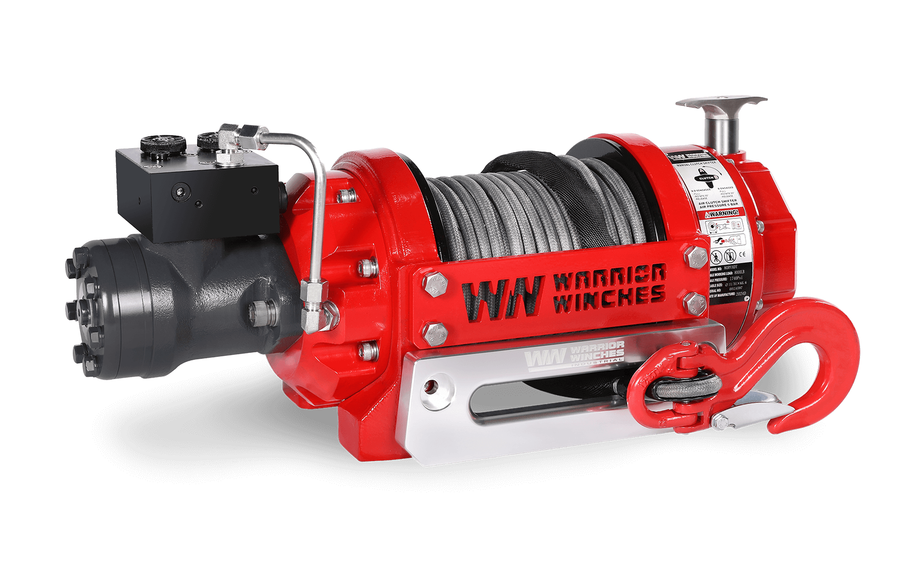 RV8 8,000lb (3.6 Ton) Hydraulic Short Drum Winch - Synthetic Rope