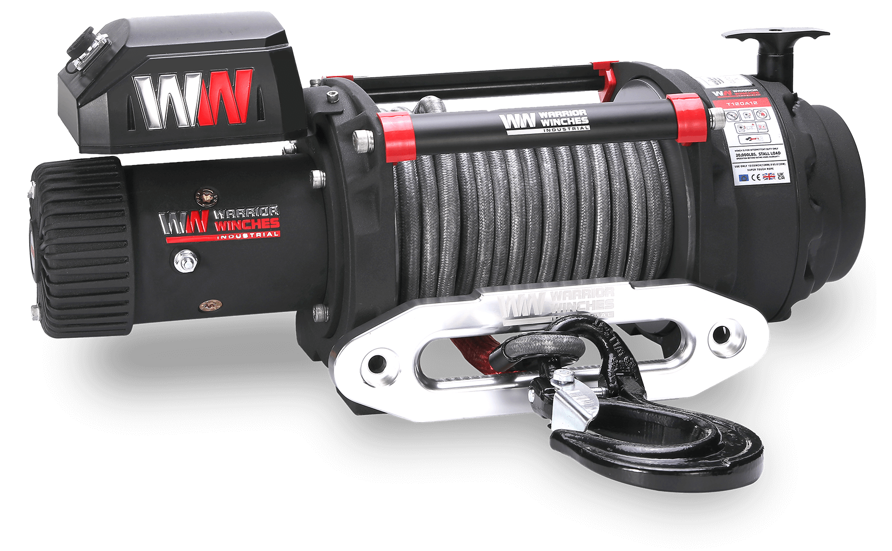 T1000 20,000lb Severe Duty 12v Electric Winch - Synthetic Rope