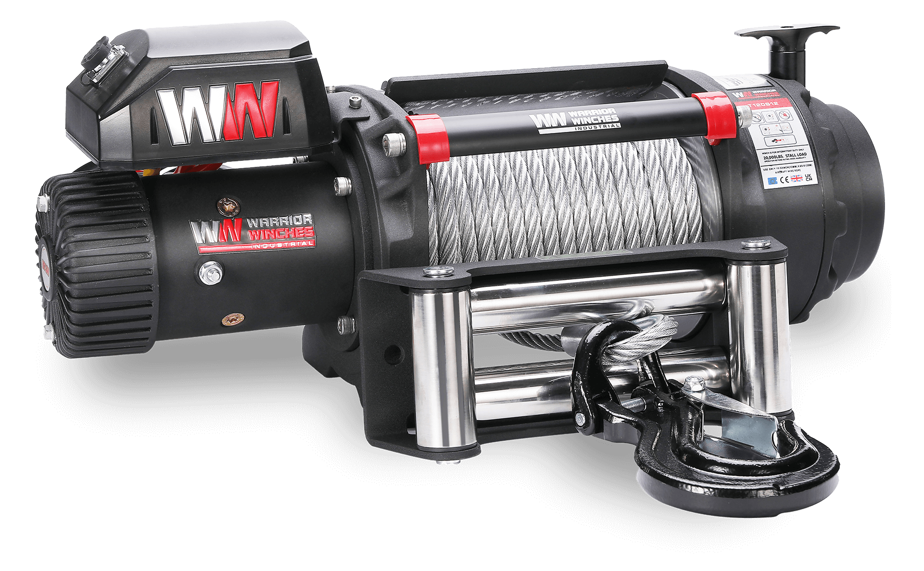 T1000 20,000lb Severe Duty 12v Electric Winch - Steel Rope